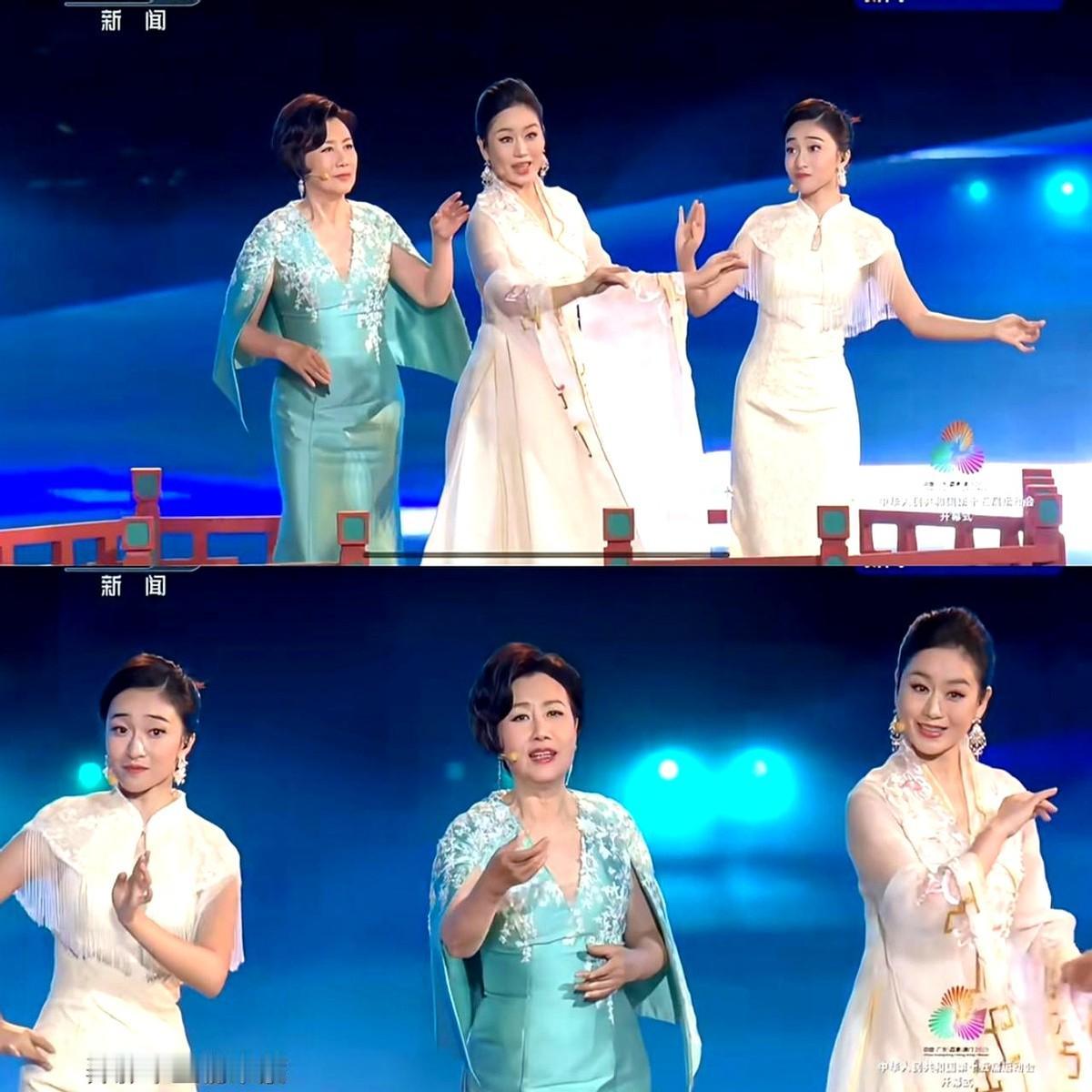 十五运会开幕式昨晚在粤剧老腔映衬下掀起一波回忆杀，舞台中央同台的是75岁的“阿姐