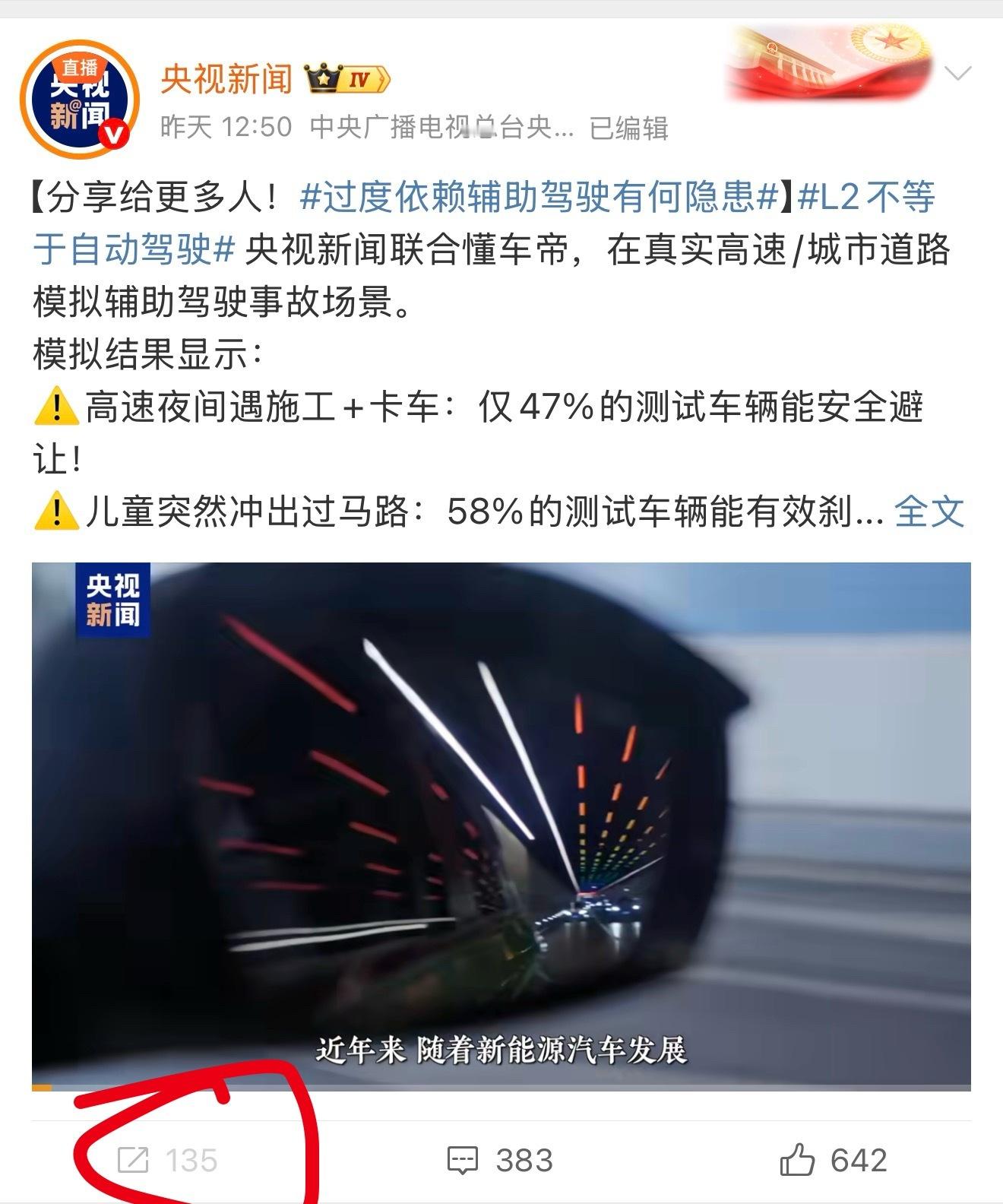 懂车帝测试央视联合懂车帝这条微博被限制转发了，这什么情况？🌚​​​