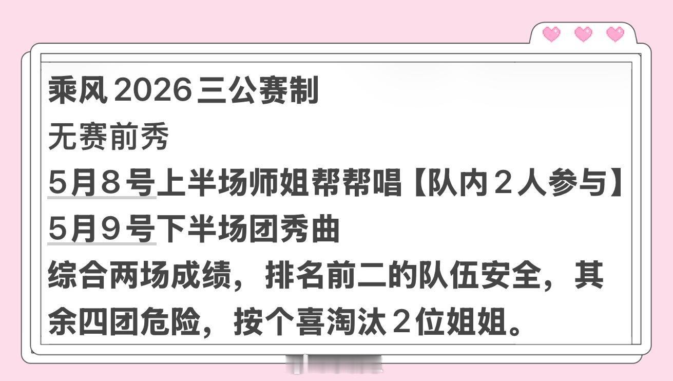 乘风破浪的姐姐三公赛制出，无赛前秀，危险团按个喜淘汰2人乘风破浪的姐姐‖