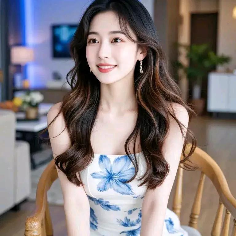 甜美笑容，优雅气质，花裙飘飘，温馨室内。温柔纱裙写真紫裙室内照粉裙微笑写真