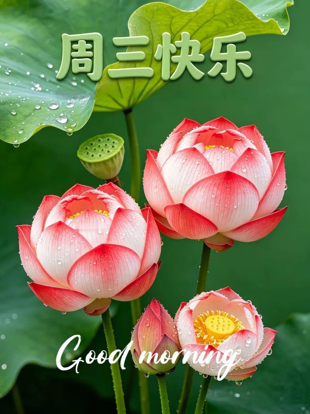 送你清晨的第一声问候：愿你：身体好，精神好；愿你：胃口好，心情好；愿你：日子红红