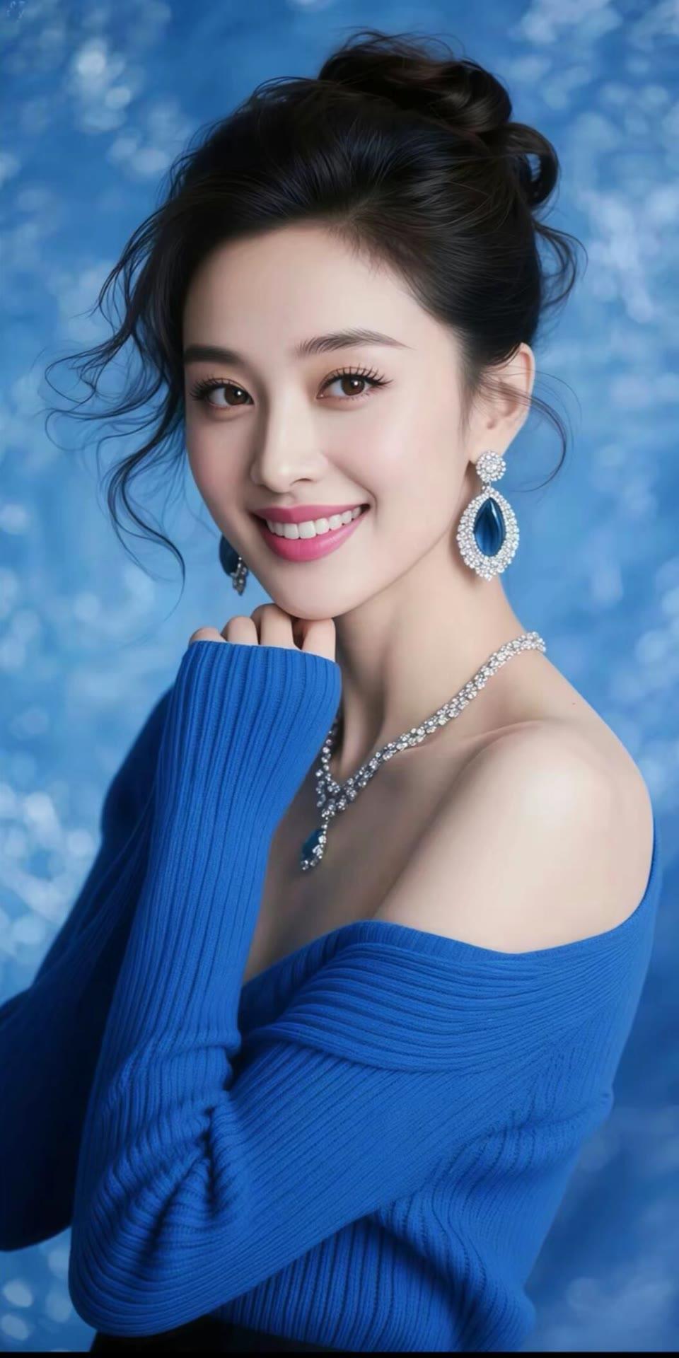 优雅蓝调，闪耀珠宝，微笑女神，时尚大片