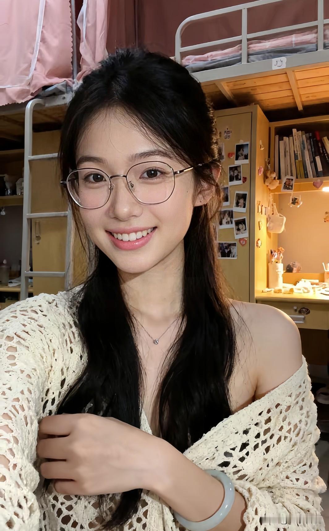 温馨宿舍的自拍时刻！元气少女揣着甜笑记录美好，用明媚心情解锁每一天，氛围感直接拉