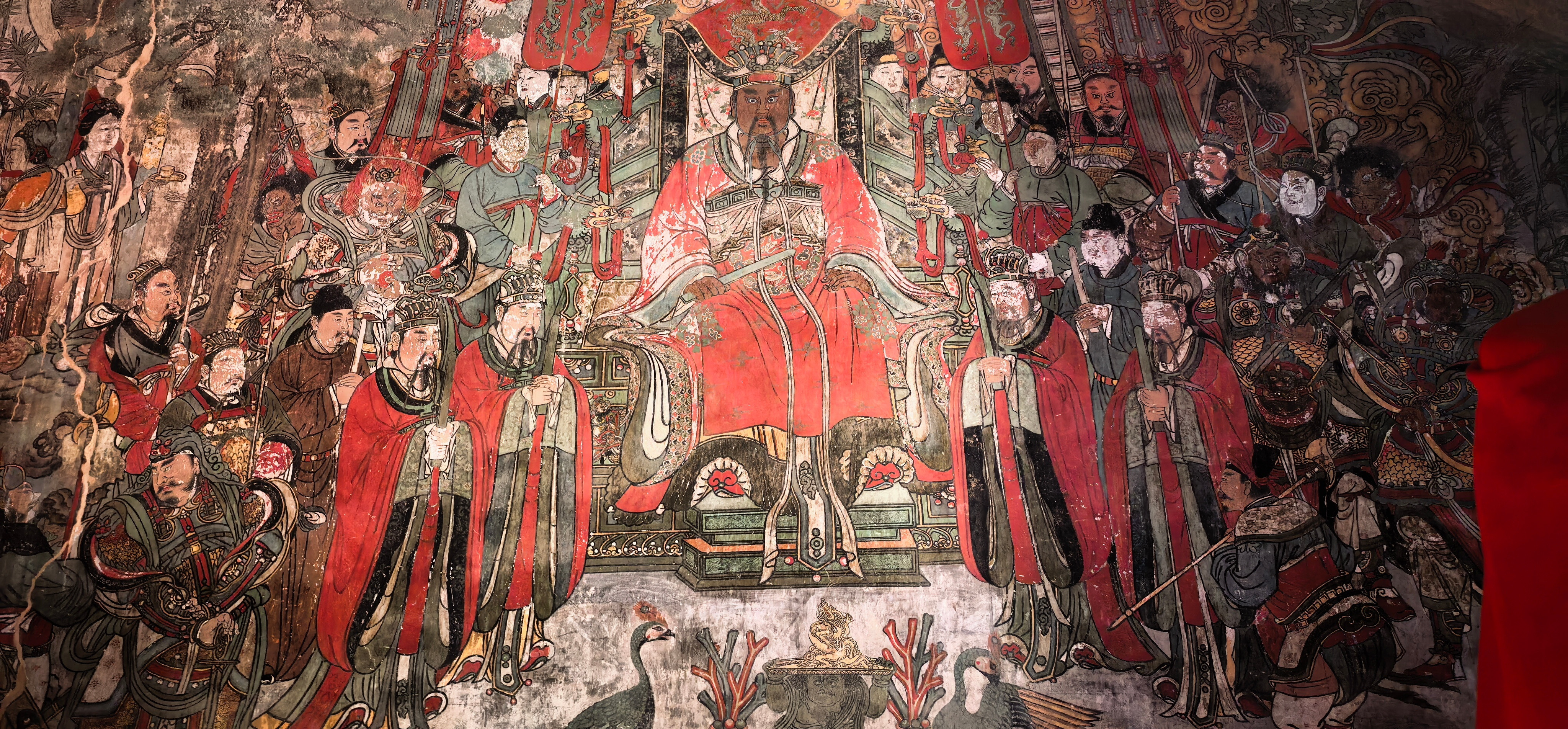 广胜寺水母庙壁画，元代壁画，宋代衣冠，色彩艳丽，栩栩如生。​​​