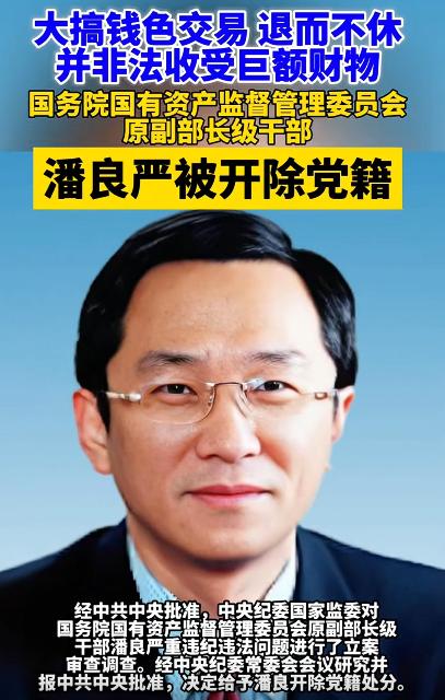 国资委原副部长级干部潘良被开除党籍，1956年出生的他已经70岁了，去年12月1