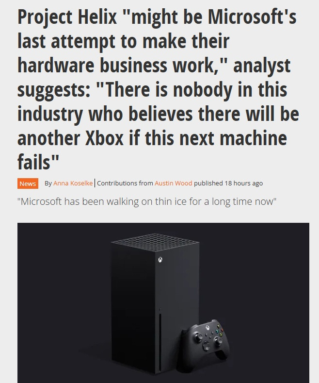 分析师称“ProjectHelix或将是微软Xbox重回正轨的最后一舞”据