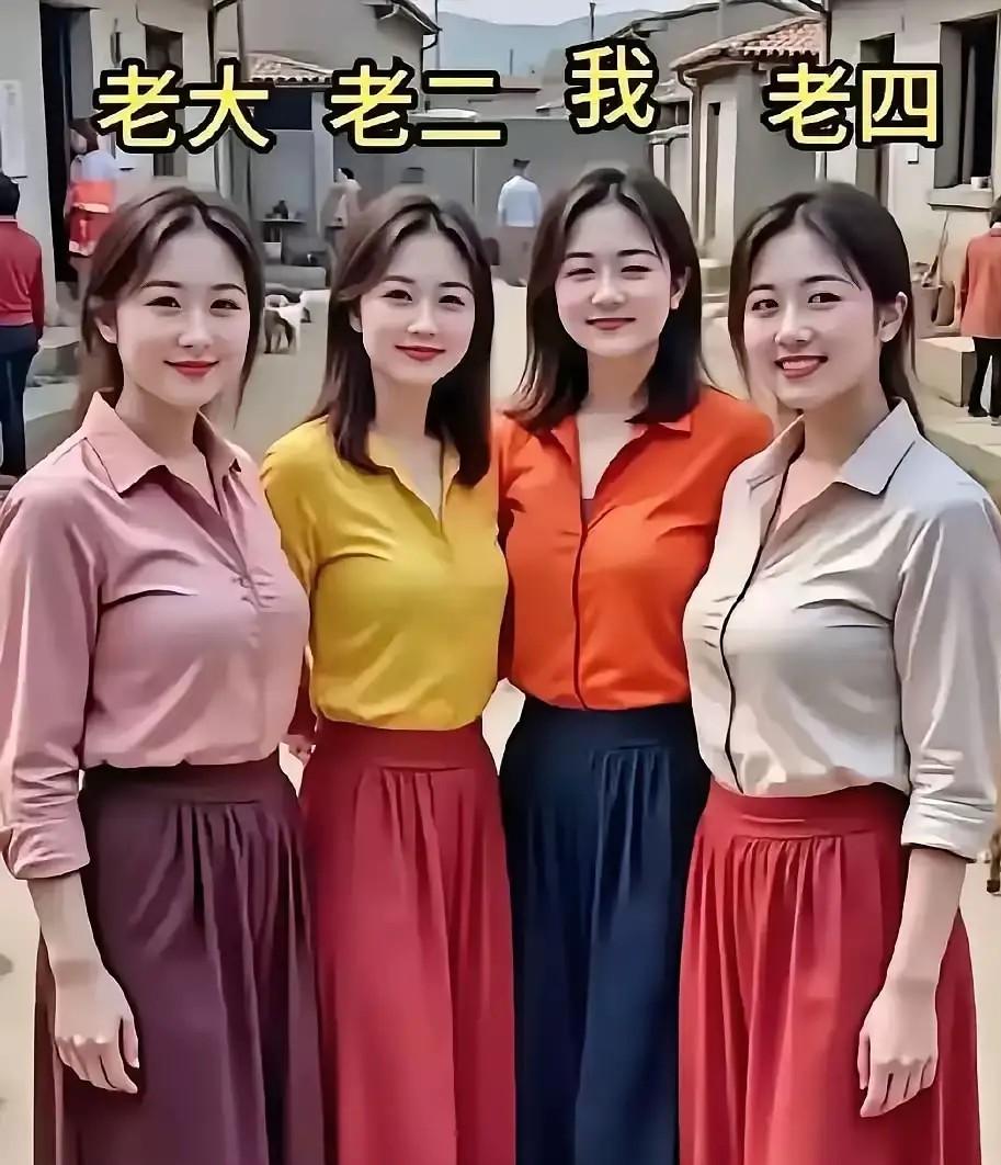 不得不说这四个姑娘犹如四朵一样鲜艳的花朵，穿衣喜好虽有所不同，但体态丰满，身材匀