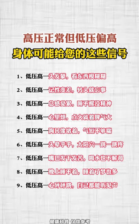 高压平稳、低压却居高不下，身体常会发出这九类不适信号