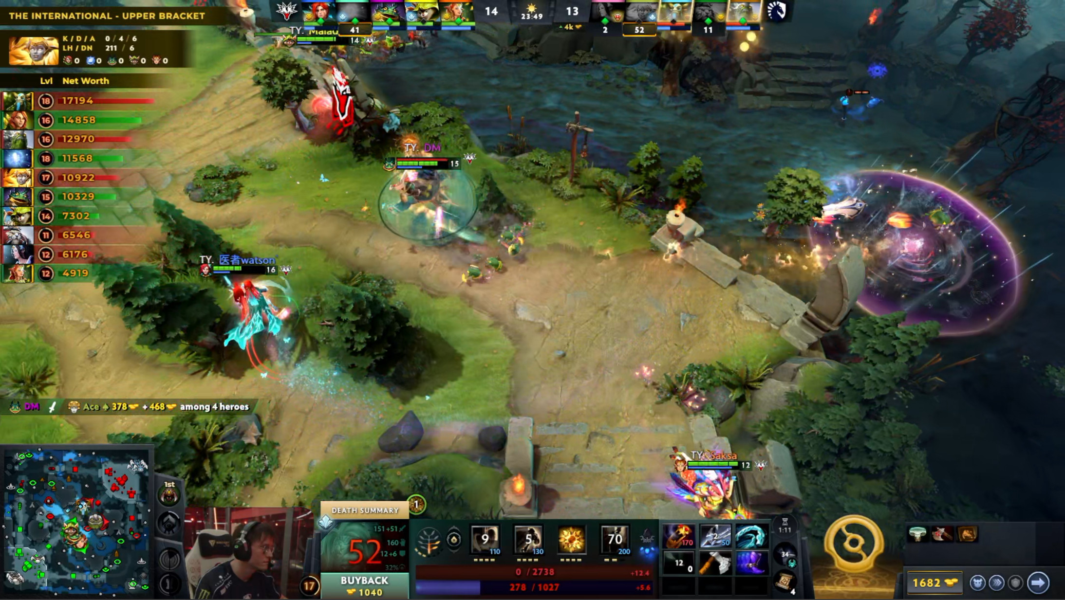 DOTA2TI15淘汰赛胜者组第一轮液体对阵Yandex战队BO3第一局，经过
