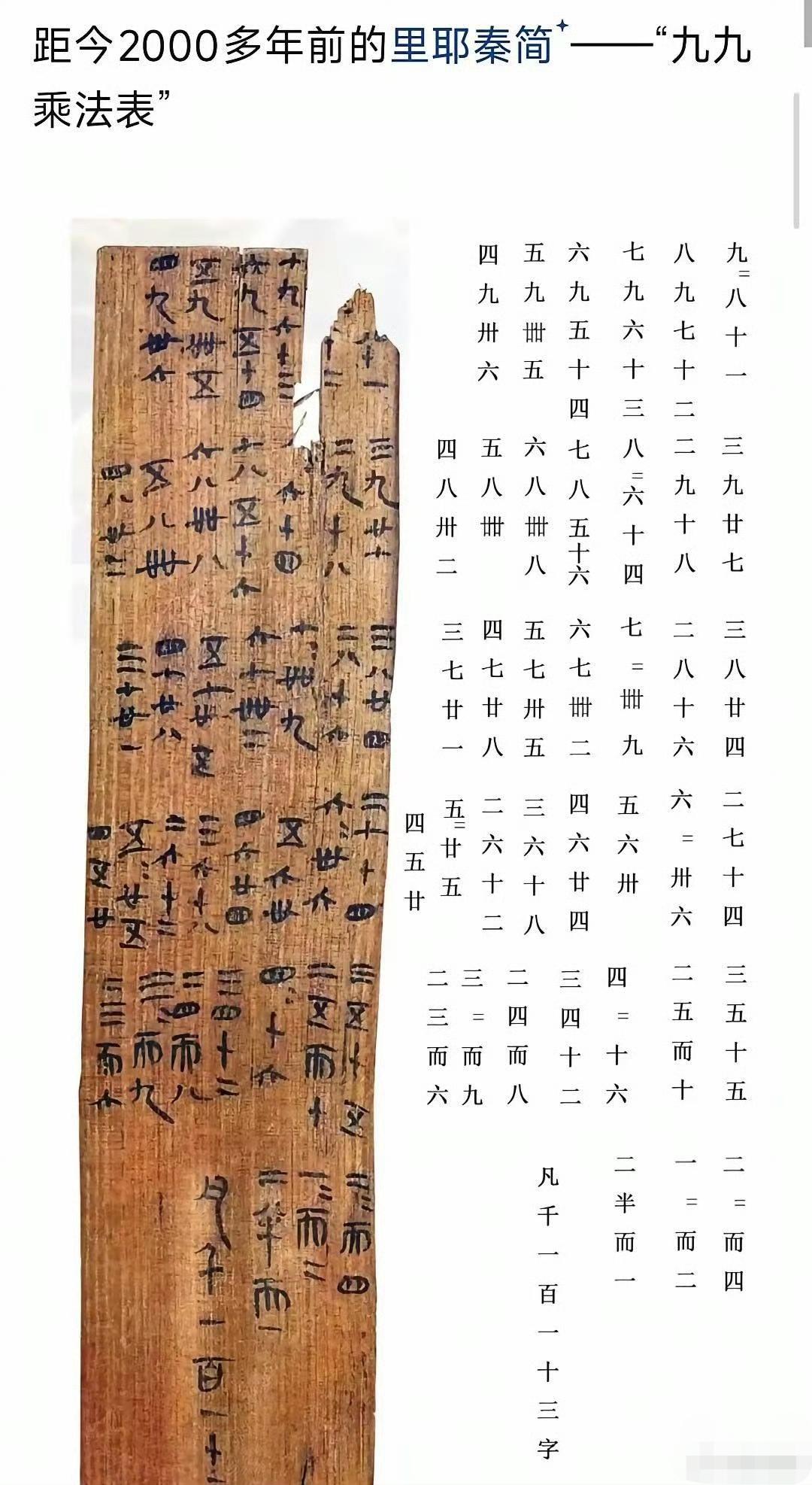 两千多年前的乘法口诀表，老祖宗的智慧之光，能把西方传教士的眼睛亮瞎。1880年传