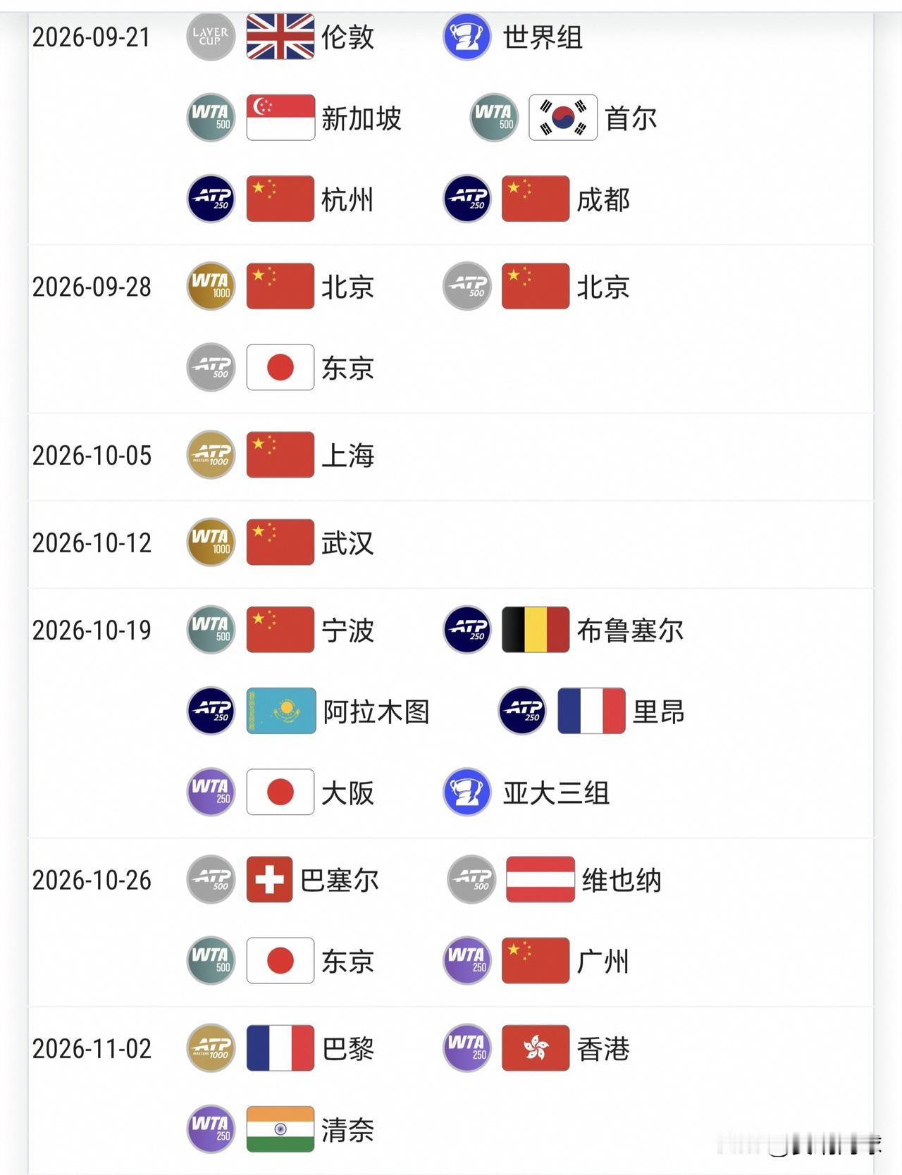 网球亚洲赛季之🇨🇳中国赛季赛程中国赛季9.21开始天天精彩◆09月