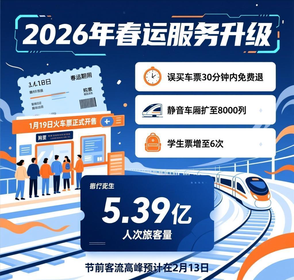 2026年春运火车票今起开售：服务升级2026年春运火车票1月19日正式开售