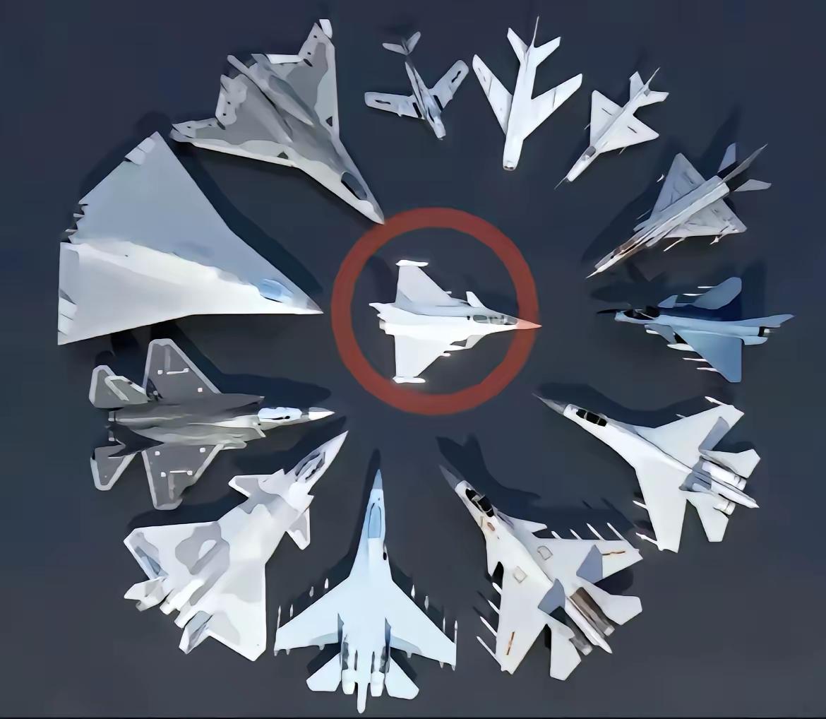 “阵风”战斗机被一群歼10的兄弟们围着玩。阵风:求求你们别介呀，你们给