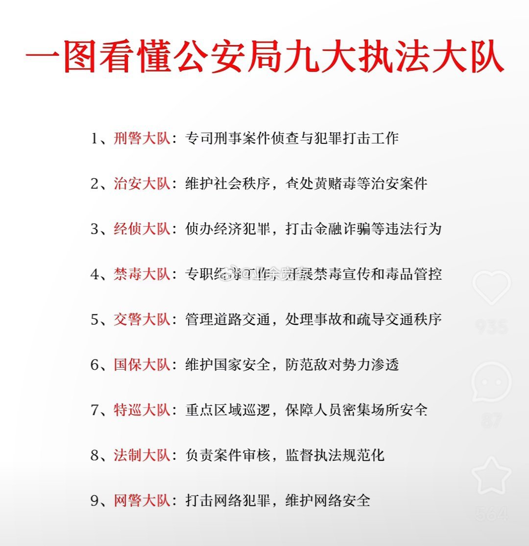 一图看懂公安局九大执法大队