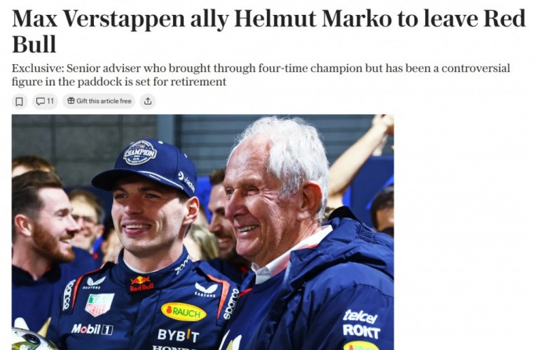 电讯报: 红牛顾问马尔科将在年底离队, 但这不影响维斯塔潘的未来