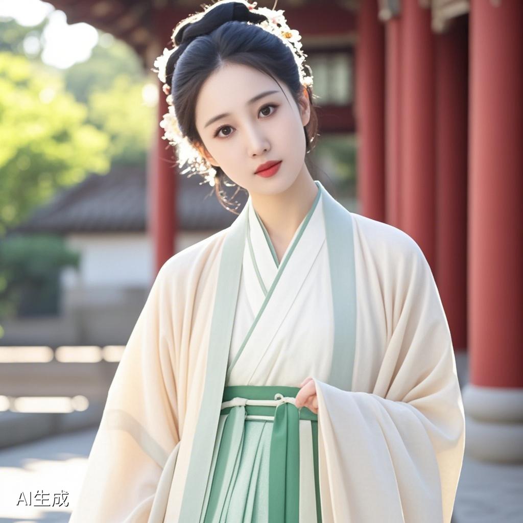 AI写真辑红墙隔开尘世，竹影滤去浮躁，汉服在身，心也跟着沉淀下来🌊
