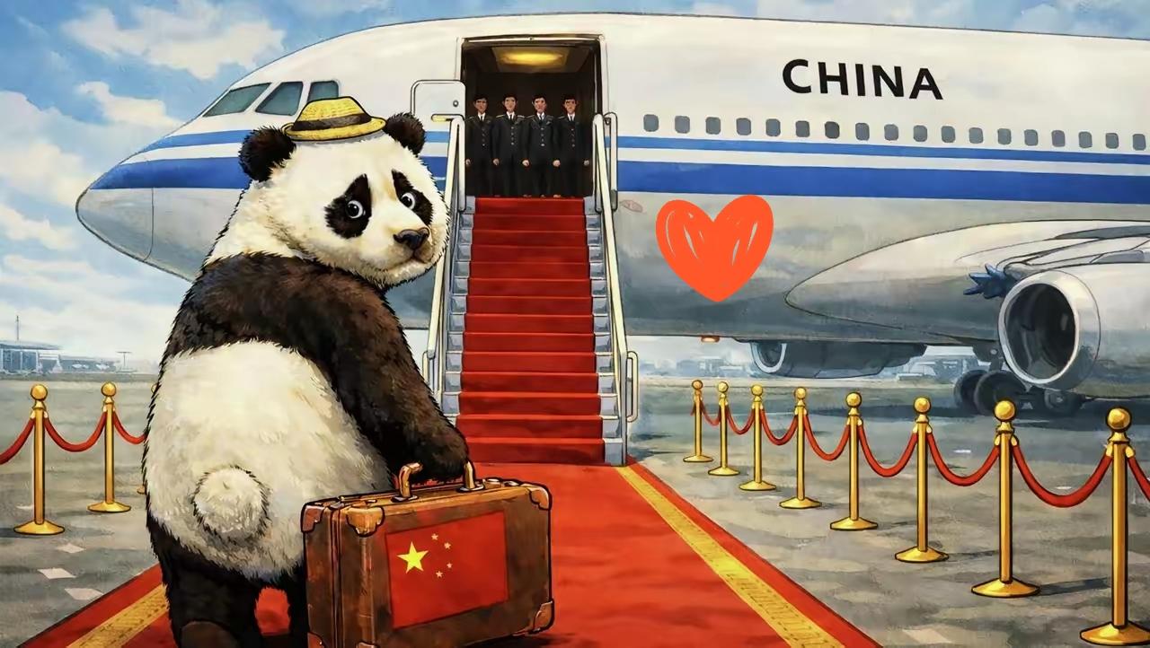 俄新社这张熊猫漫画太戳心了！拎着五星红旗箱子转身离席，失望的眼神藏着的哪里是告别