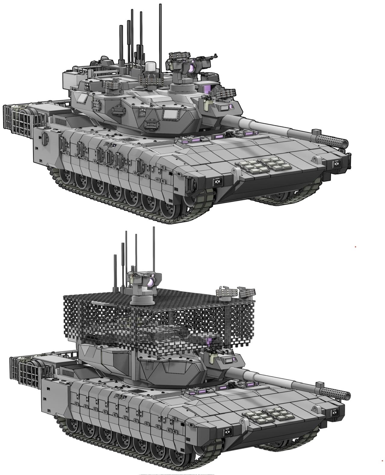 这是外国网友设计的一款AVTD轻型坦克和支援战车系统概念图。乘员位于坦克后部，驾