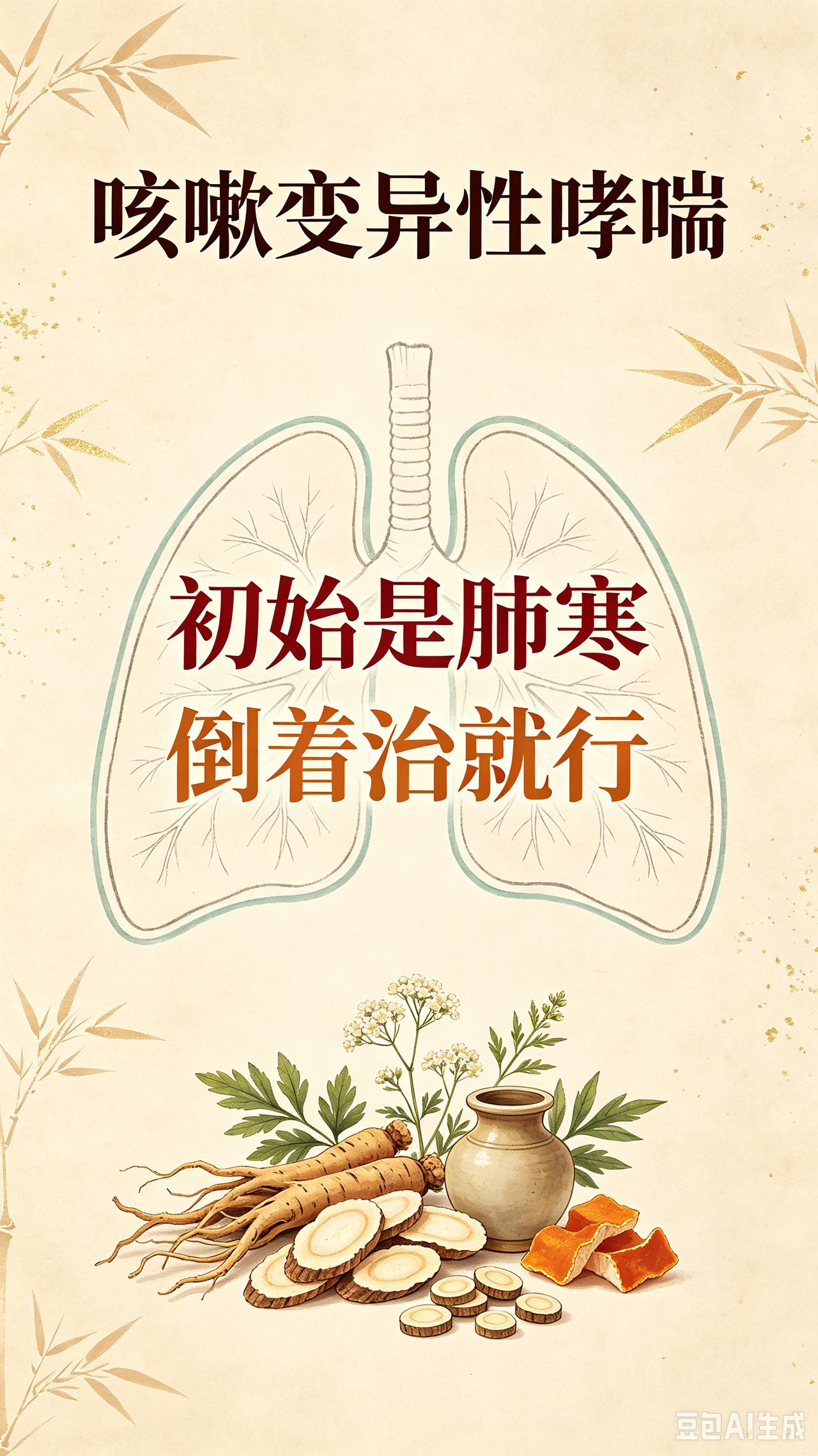 咳嗽变异性哮喘，初始是肺寒，倒着治就行很多人久治不愈的咳嗽变异性哮喘，根源根本