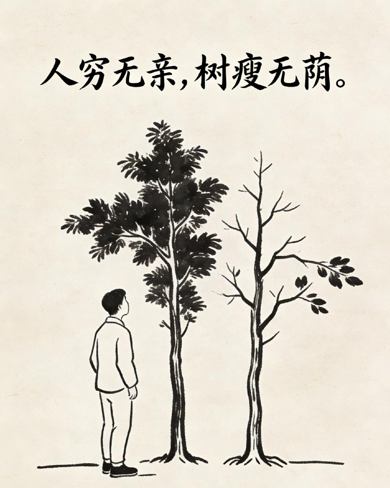 鲁迅说：人穷无亲，树瘦无荫。人在顺风顺水的时候，兜里有钱，脸上有光，吃饭