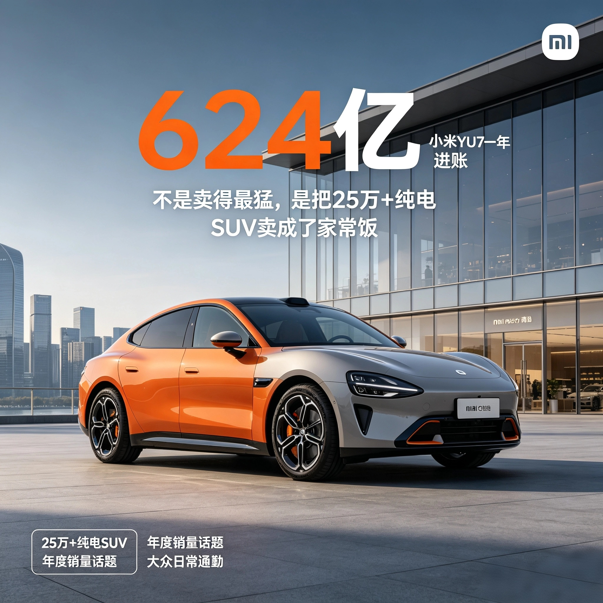 小米YU7一年“进账”624亿：不是卖得最猛，是把25万+纯电SUV卖成了家常饭别的车企还在算“月销