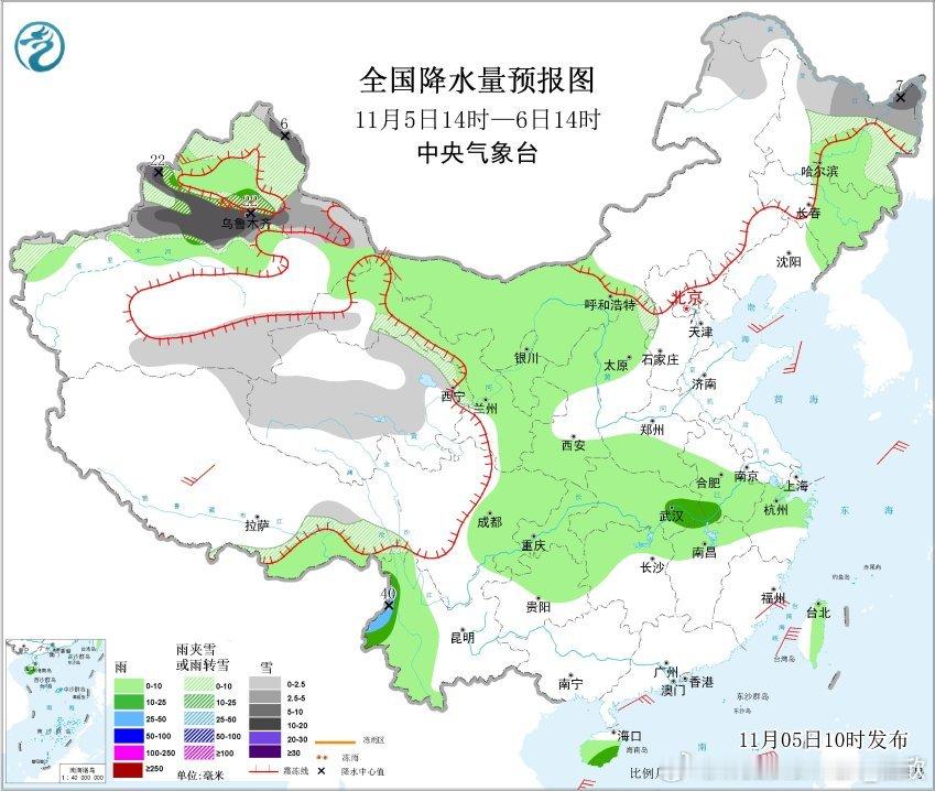 【新疆将出现下半年以来最强降雪】今天下午到明天中午，将是新疆本轮降水最强时段，沿