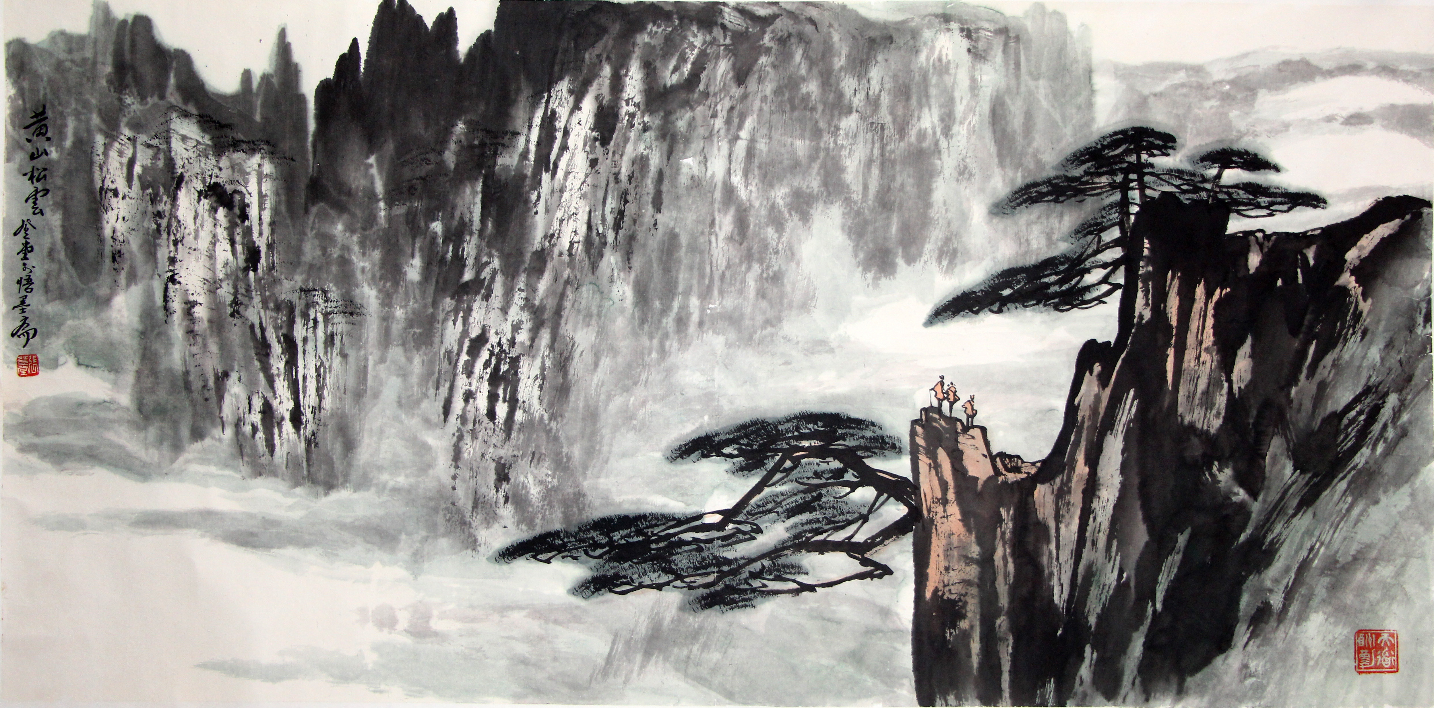 奇松傲骨，坚韧不拔绝壁之上，青松破石而出，枝干横斜却生机勃勃。它不畏高寒，不惧风