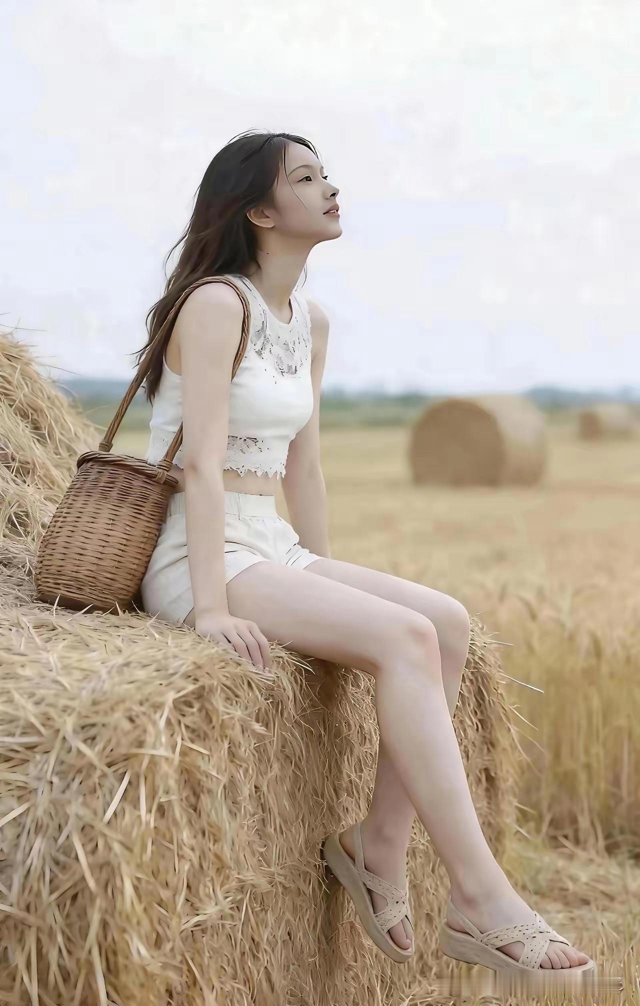 塞鸿秋·夏垛闲吟晴风吹麦平畴旷，佳人倚垛凝眸望。素衣沾露清香漾，提筐撷穗