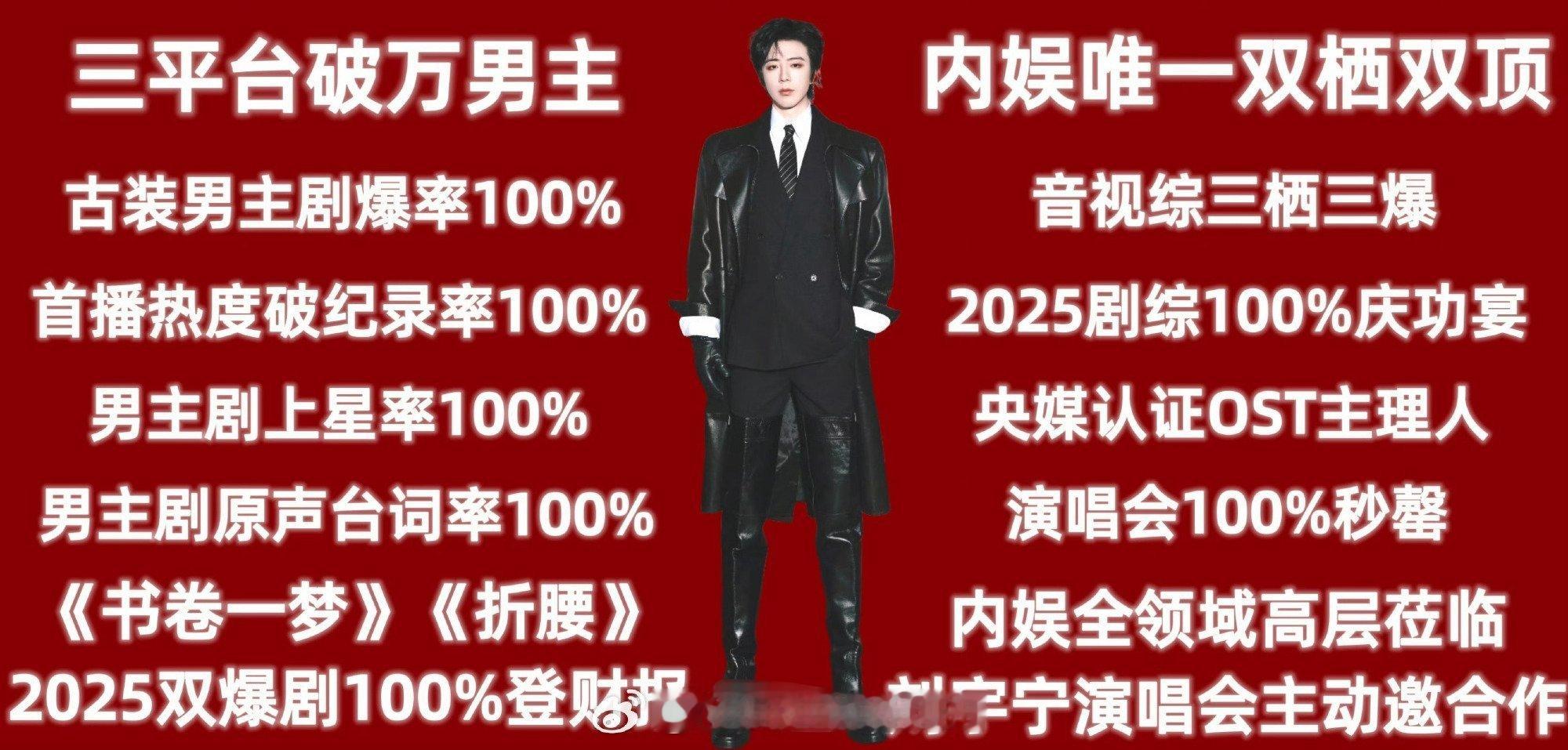 有网友汇总了刘宇宁的实绩，由网红歌手慢慢转型到演员，古偶现偶都有去参演，作为歌手