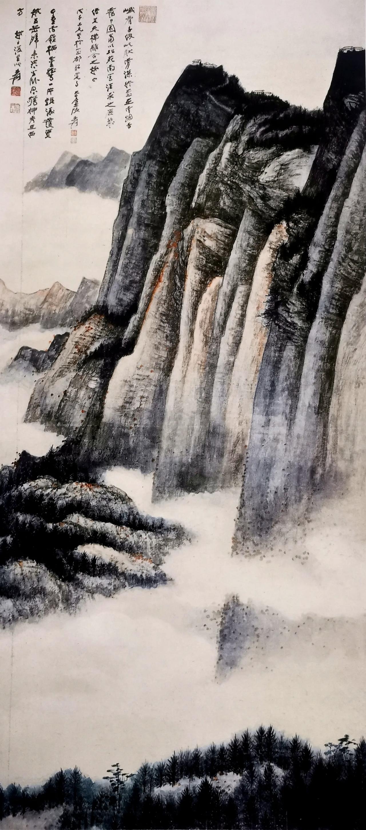 中国山水画：传统山水画作品欣赏国风山水画欣赏山水画字画