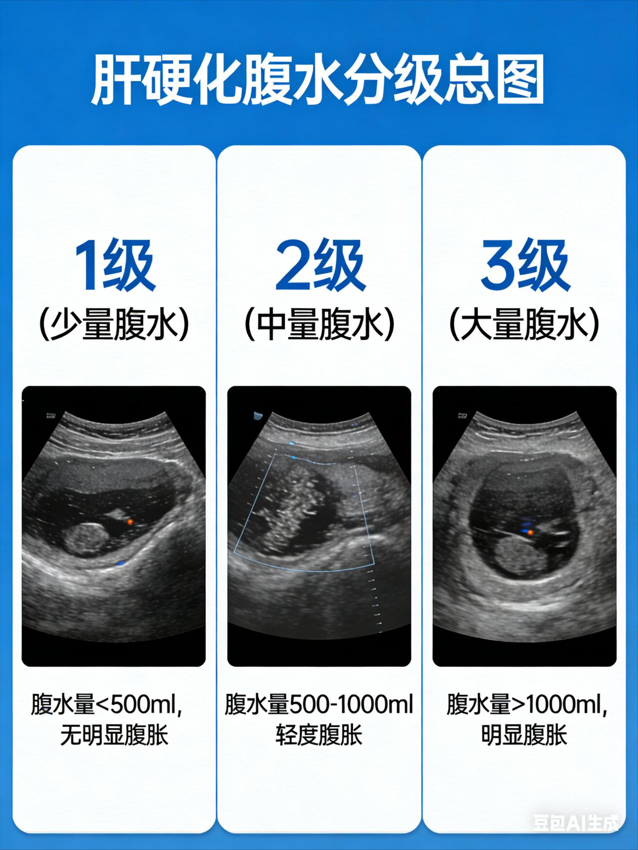 肝硬化腹水分几级，出现哪些症状需要治疗！一级腹水（少量）：   只有通过超声检
