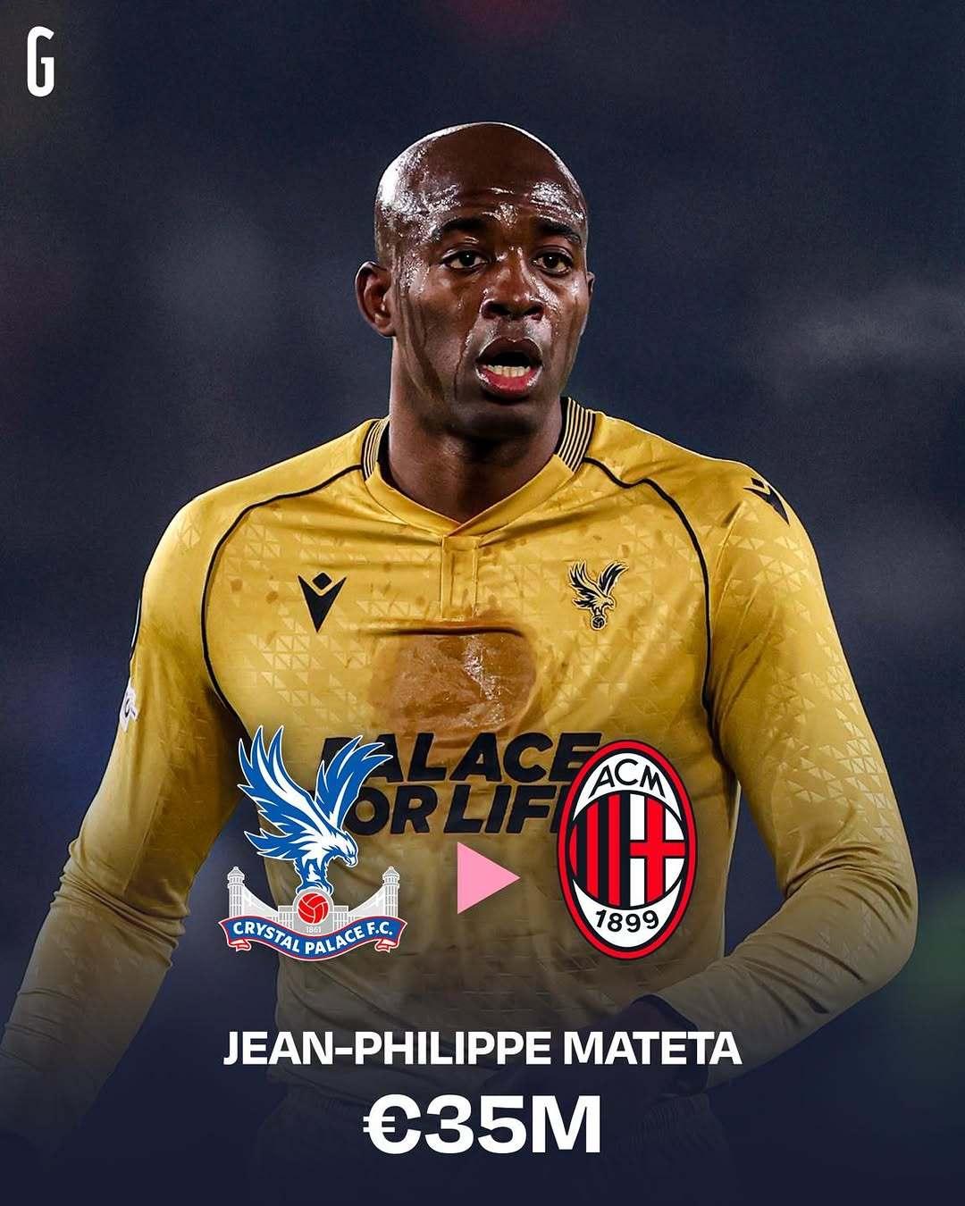 一步之遥！水晶宫前锋马特塔距离加盟米兰已经很近很近了，这笔交易差不多要3500