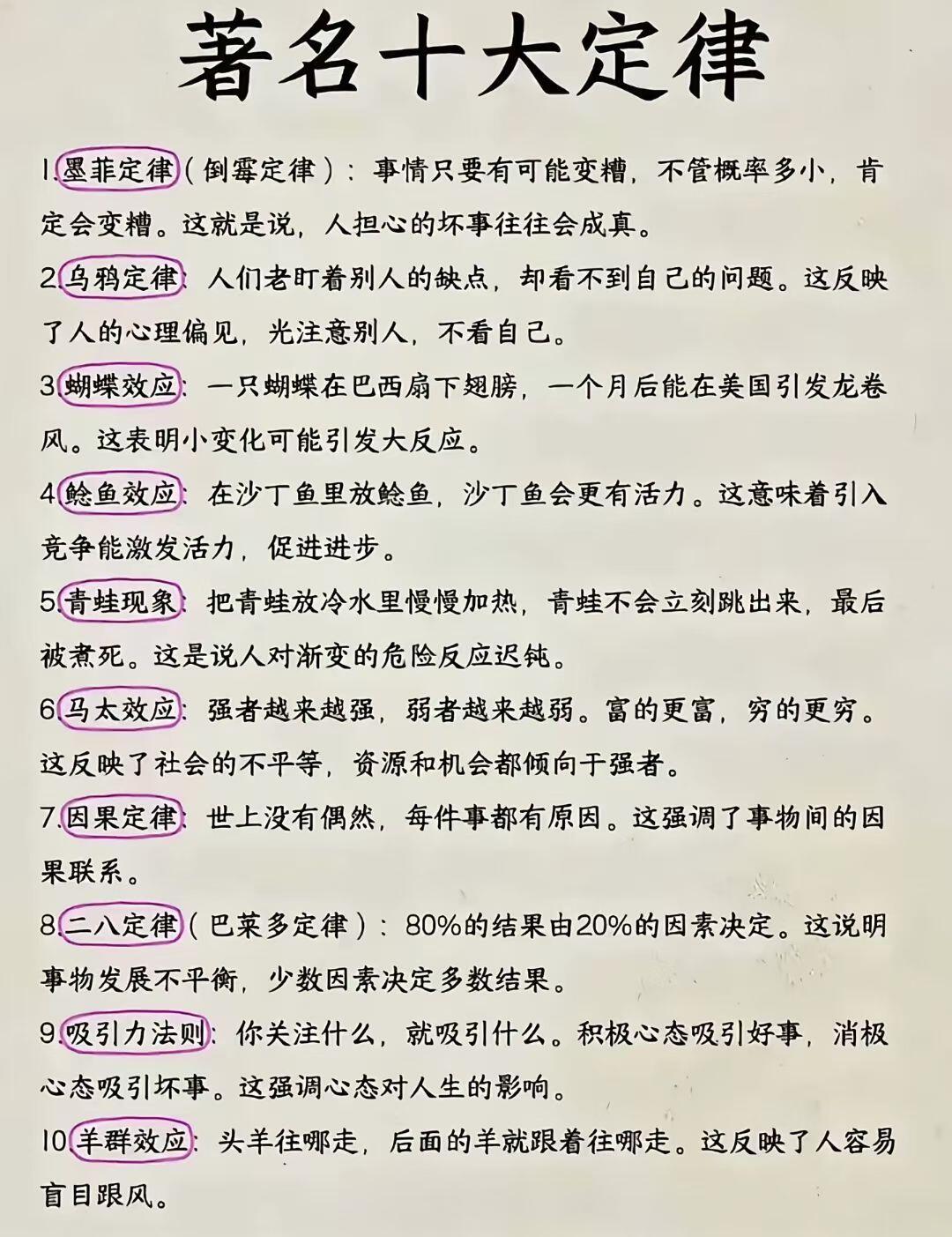 这十大著名定律你知道哪几个？