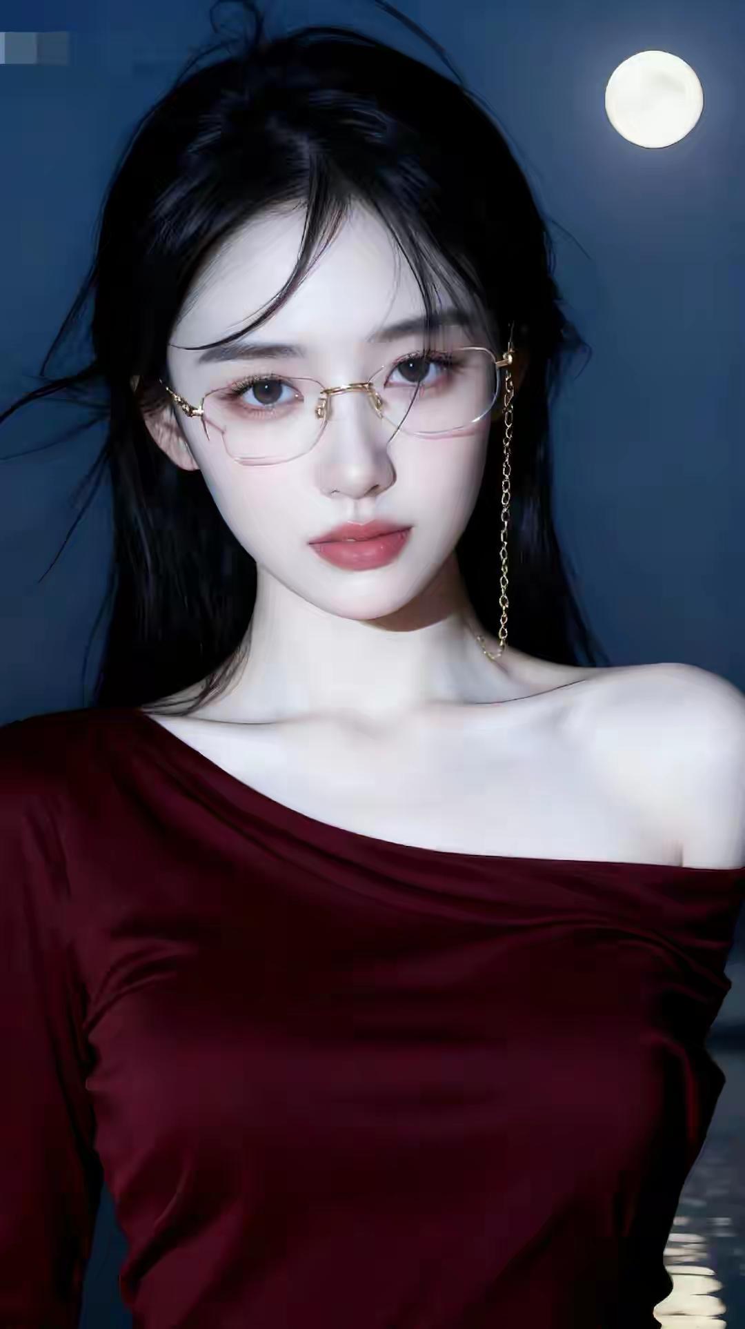 发丝缠过金链时，酒红裙的柔光裹住了整个月夜的温柔