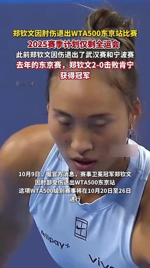 2025年11月12日，湖北省体育代表团确认，巴黎奥运会网球女单冠军郑钦文因右肘