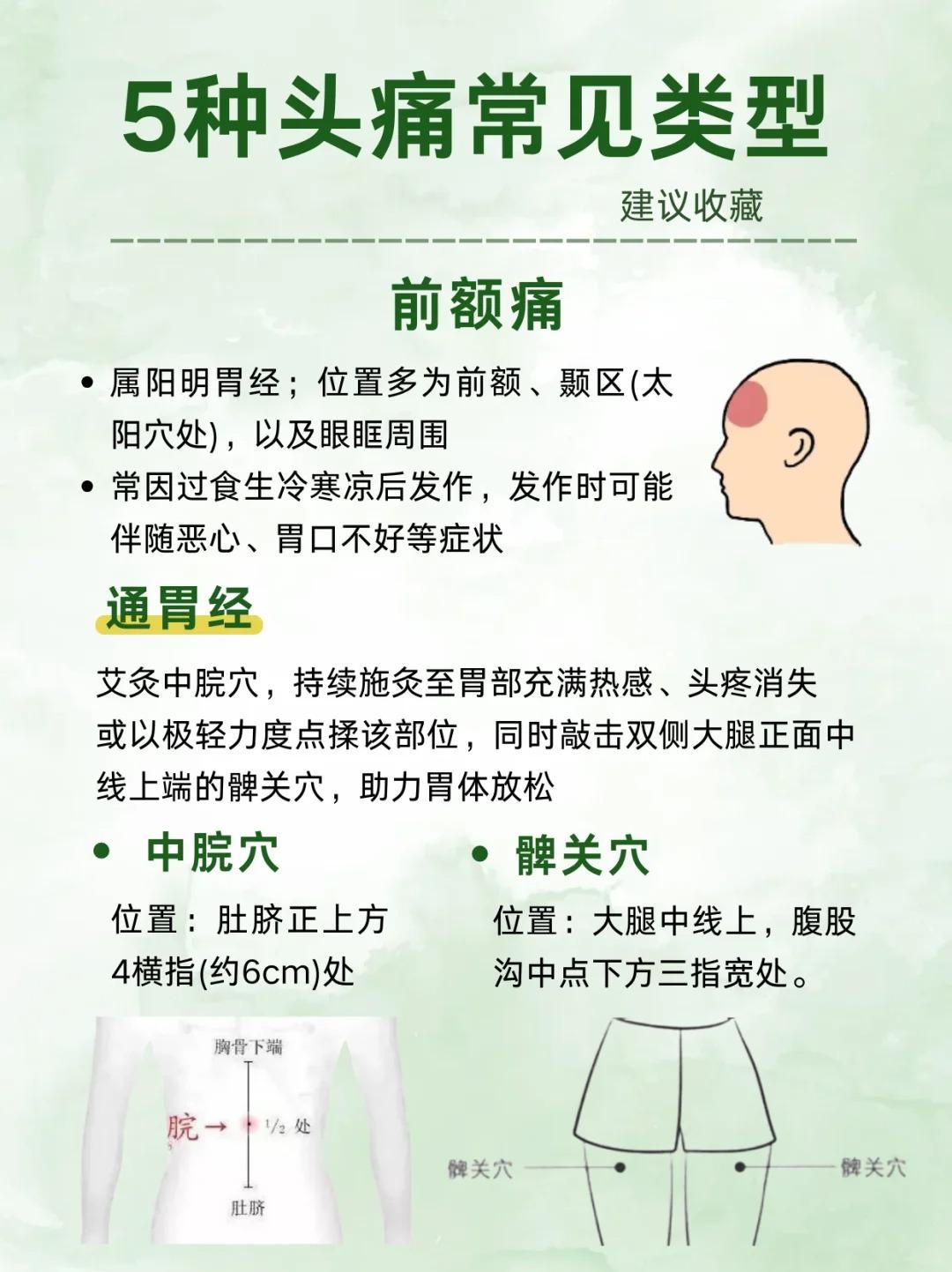 5种不同的头痛，分别代表经络的什么状况…