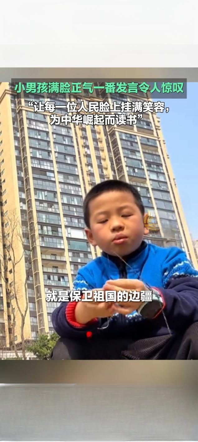 宜宾小男孩铿锵发言抒壮志为中华崛起而读书引共鸣近日，四川宜宾一名小男孩的