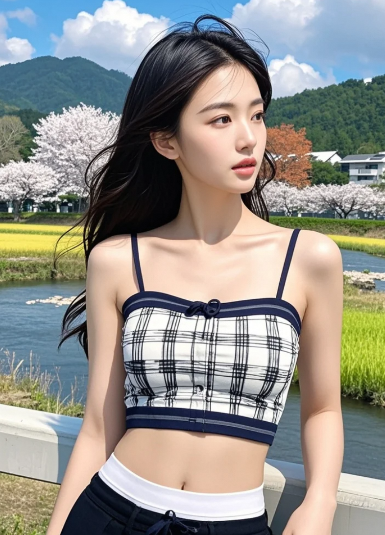 河风卷起发梢浪慵懒美女眸底藏星