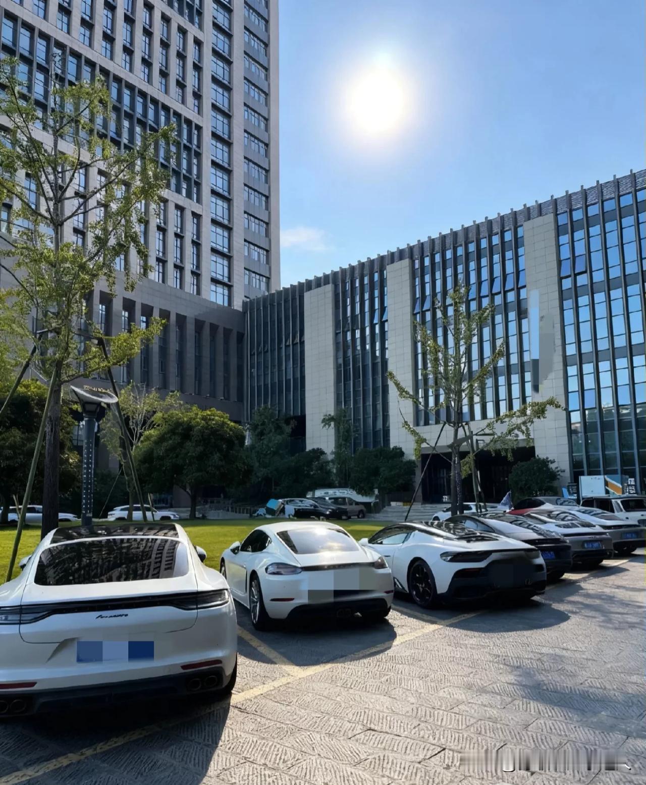 一到楼下就看到全是我们公司的保时捷，那场面也牛了！不过我发现个特别奇怪的事情