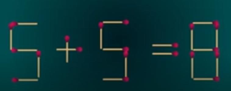 看！由火柴摆出的算式“5+5=8”，暗藏思维挑战！限时40秒，你
