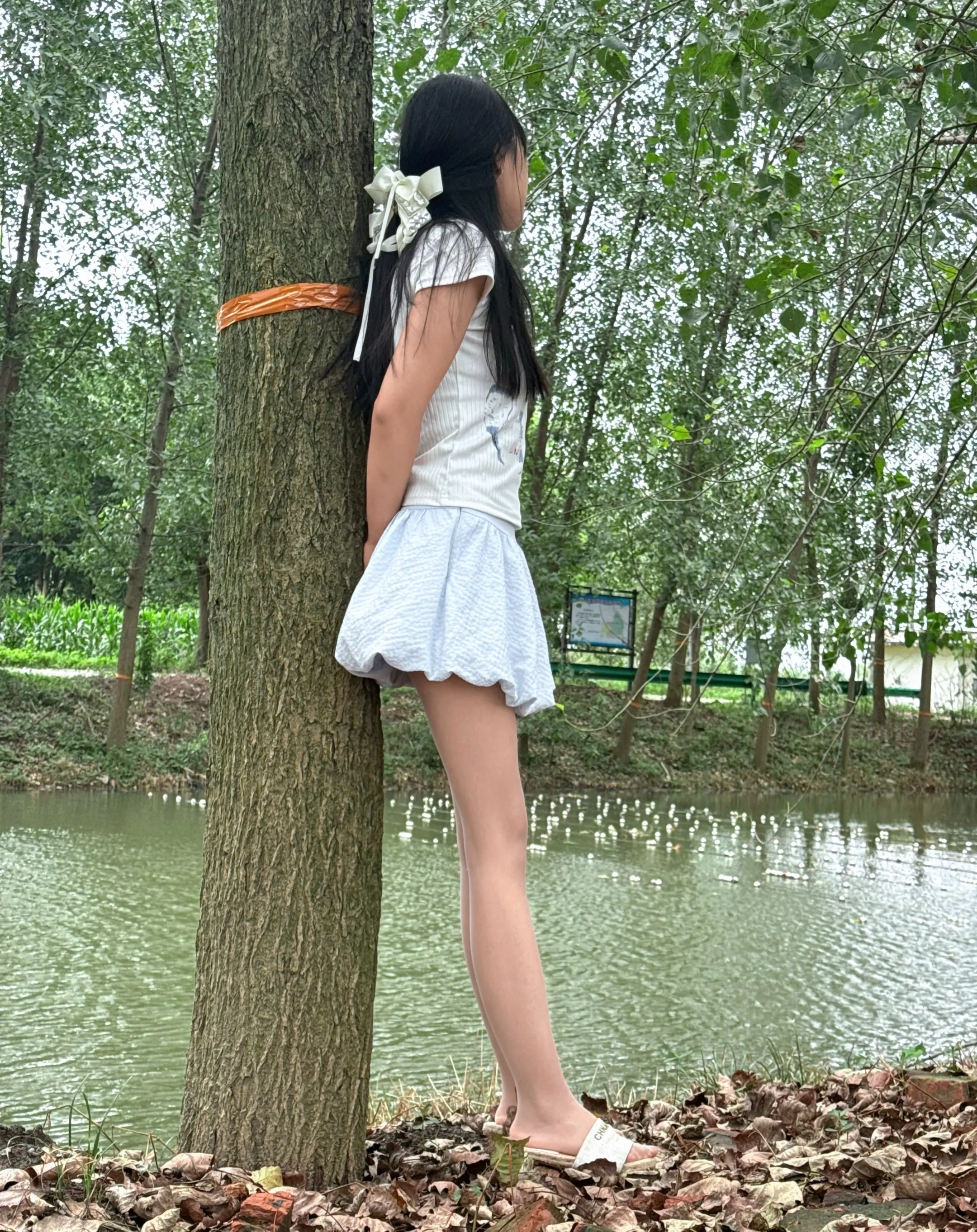 少女感夏日ootd 户外水景 少女感ootd 少女系穿搭分享 森系jk风