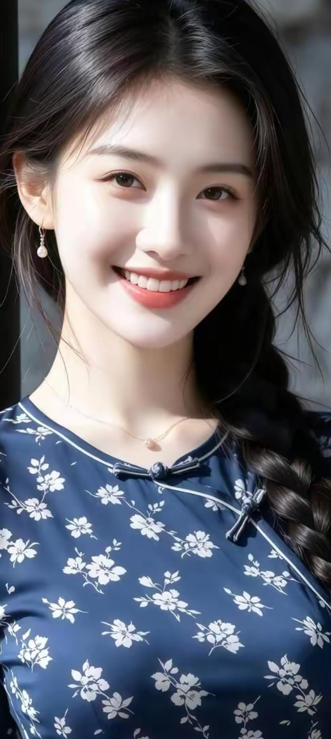 甜美笑容，花裙飘逸，少女心满满！🌸😊