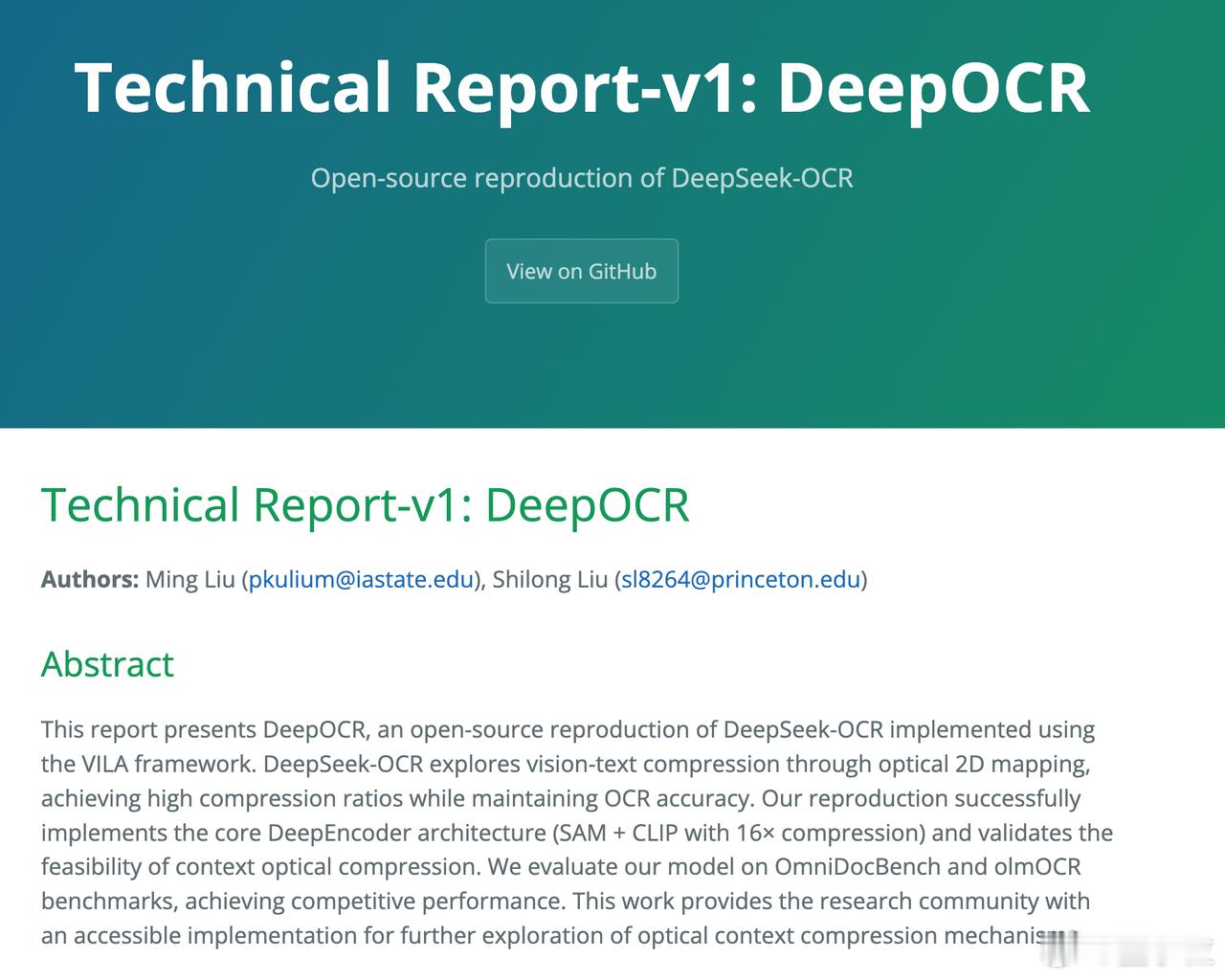 两周复刻DeepSeekOCR两人小团队还原DeepSeekOCR两人小团队，仅