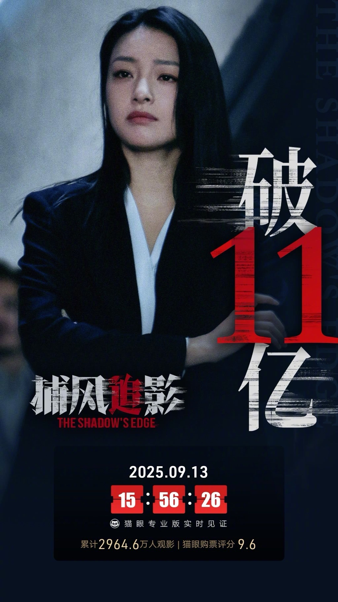 捕风追影票房破11亿据猫眼专业版数据，电影《捕风追影》上映29天，总票房破11