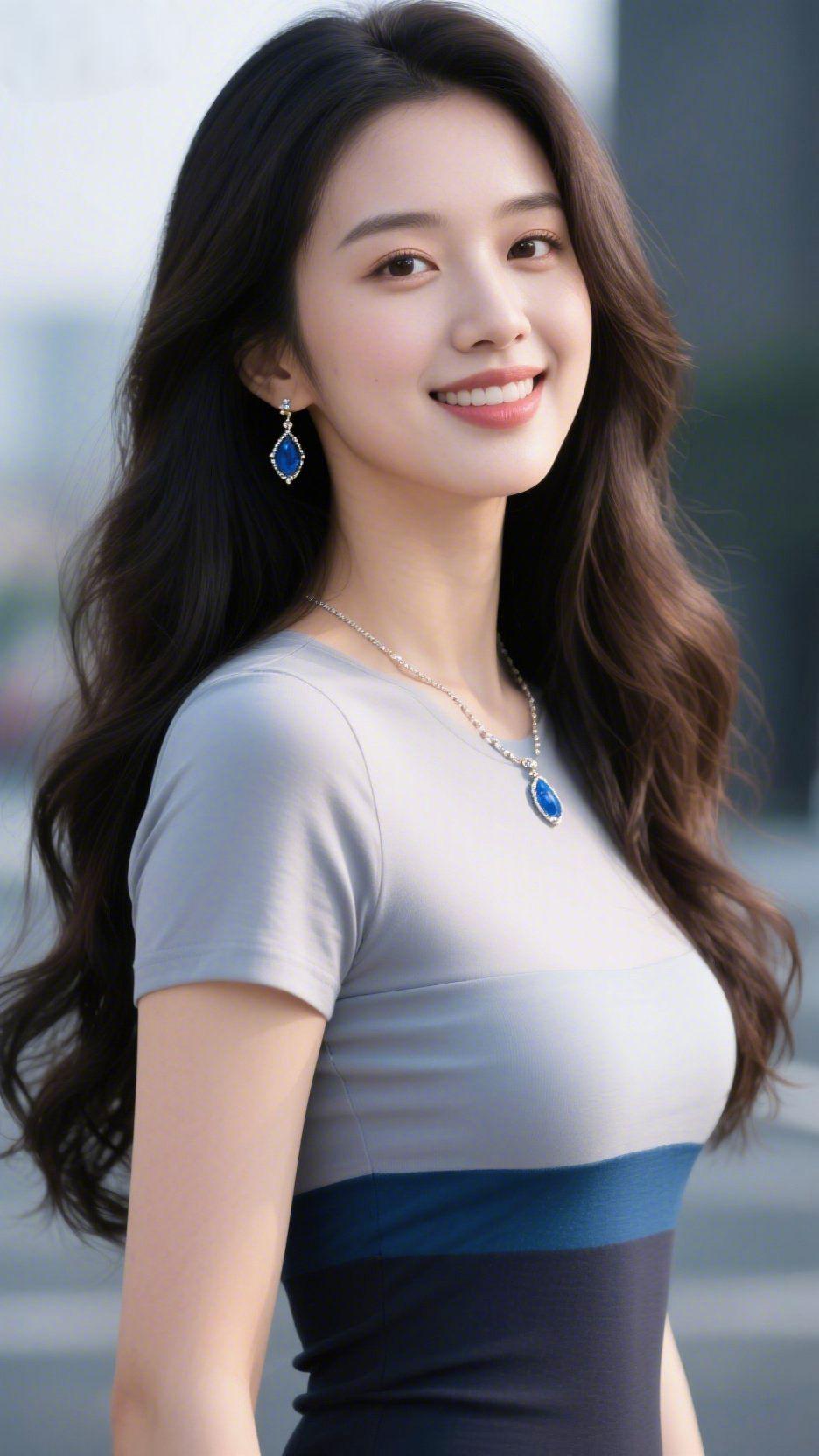 《素衣里的蓝调温柔》城市的风裹着浅淡的烟火气，漫过肩头时，把她发梢的卷都揉