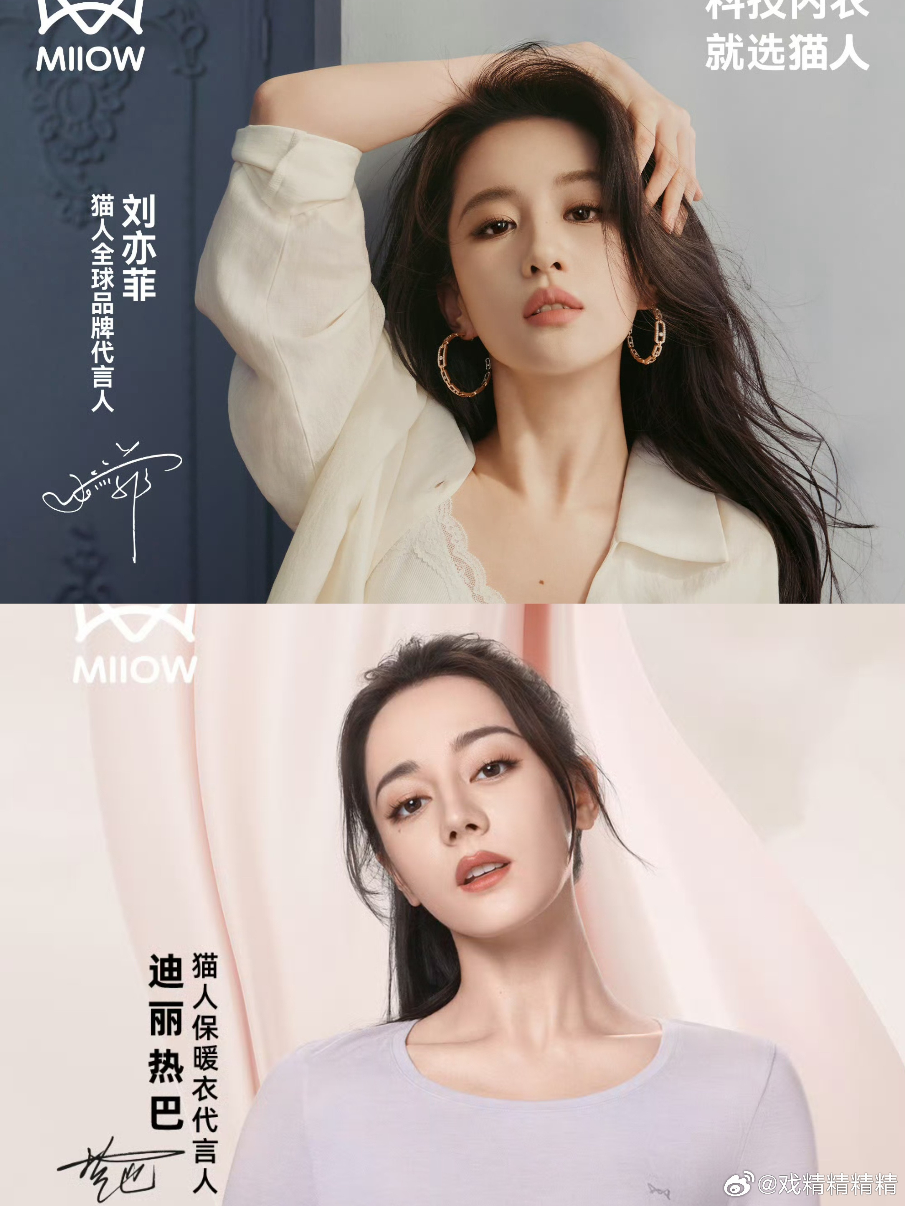 刘亦菲是猫人全球代言人，迪丽热巴是猫人支线代言人，这titIe差的有点多，巴巴商