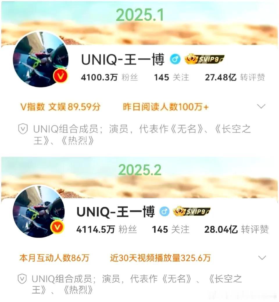 2025年1月到2月，两个月来14万粉，这期间跨年《我在》舞台出圈，春晚《我可以