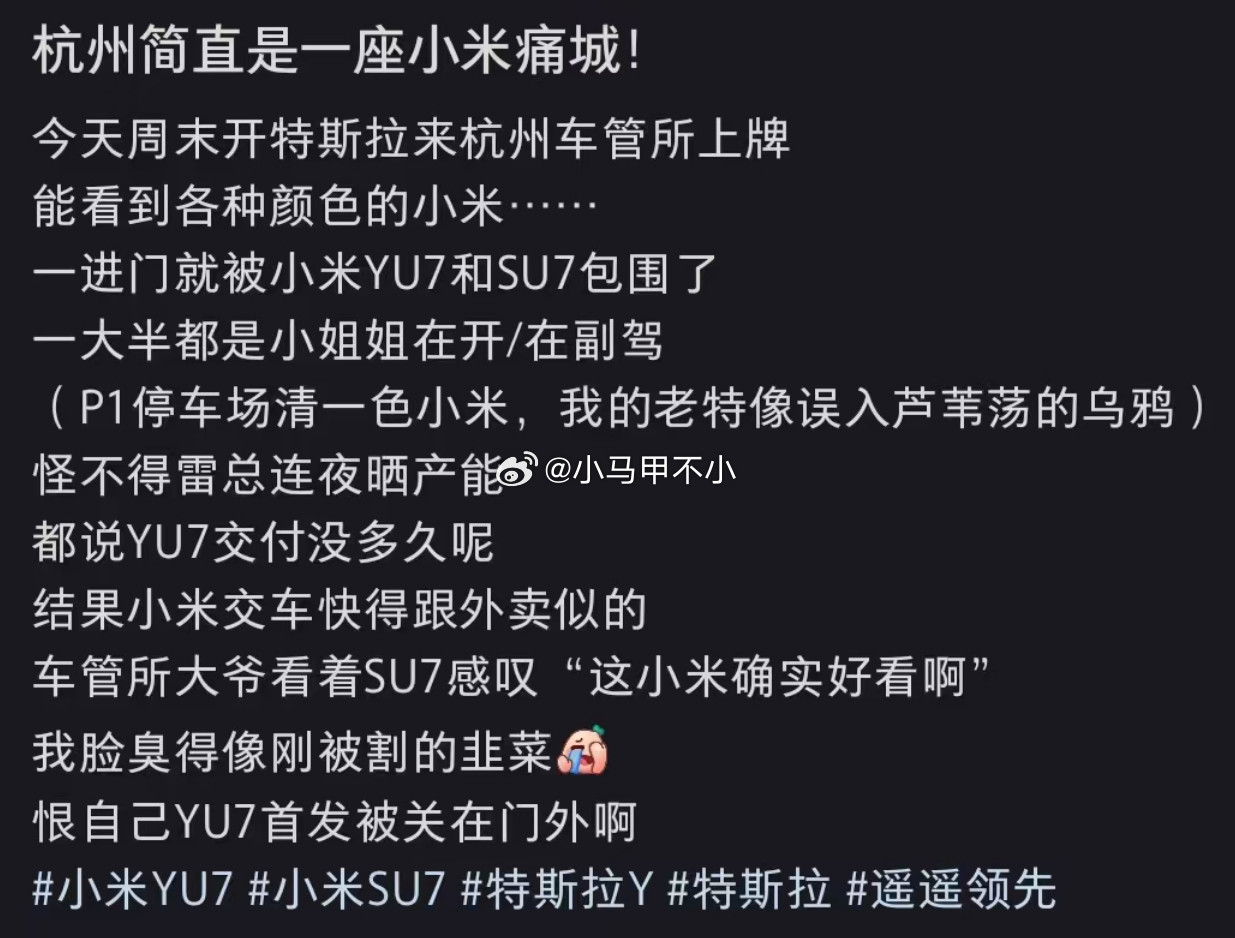 杭州车管所一大堆小米汽车，不愧是小米汽车第一城[doge][doge][doge]科技数码