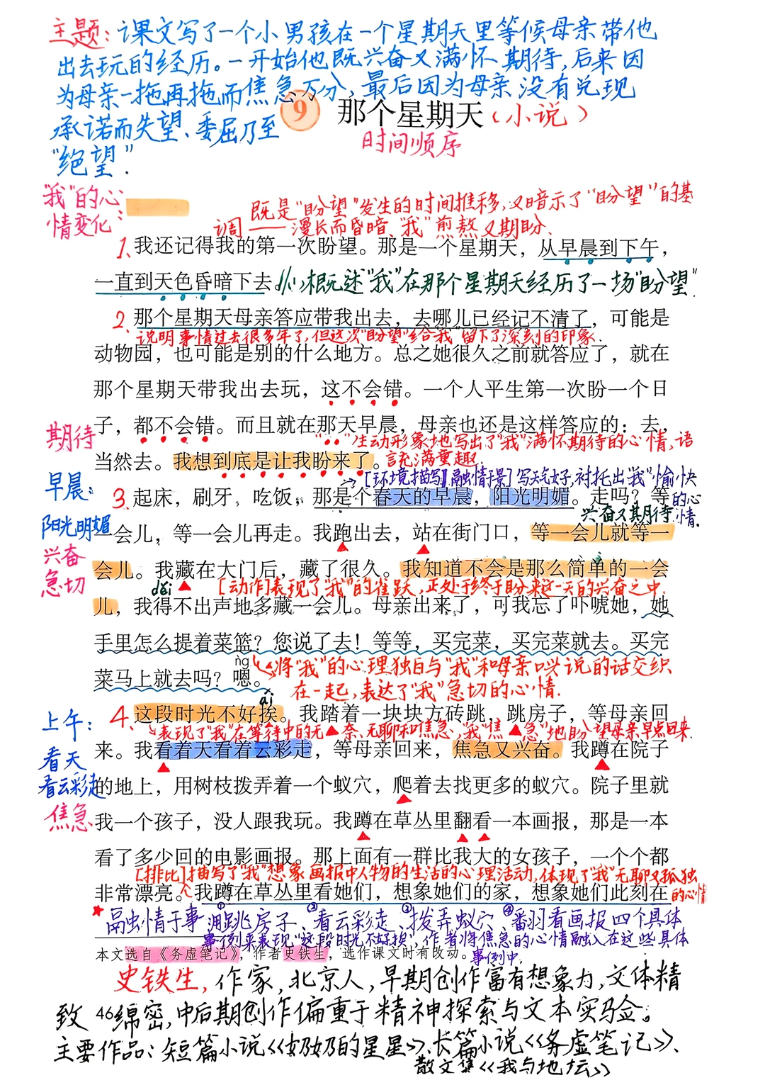 六下语文备课9《那个星期天》
