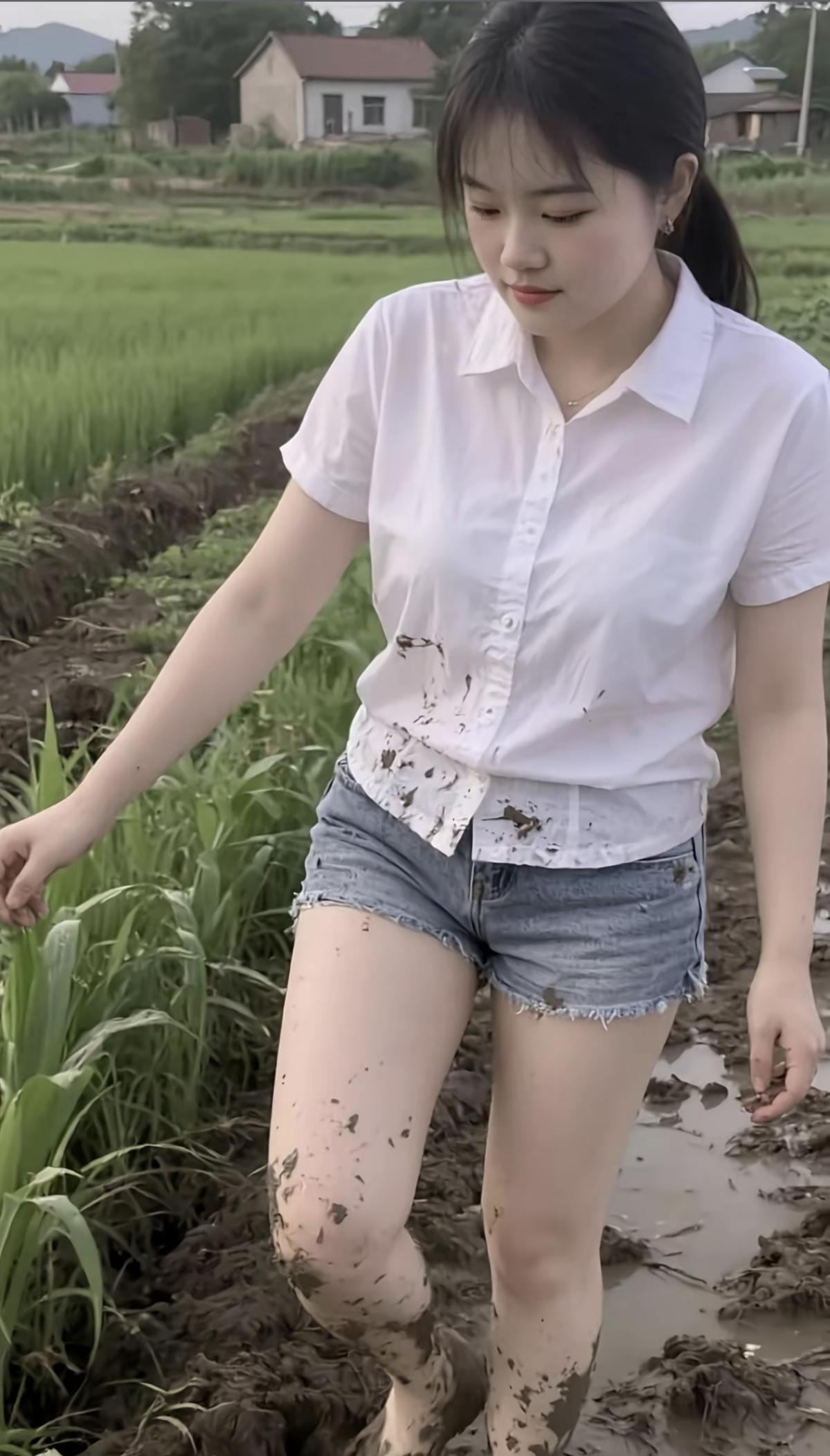 田间劳作时，泥泞沾衣裳。